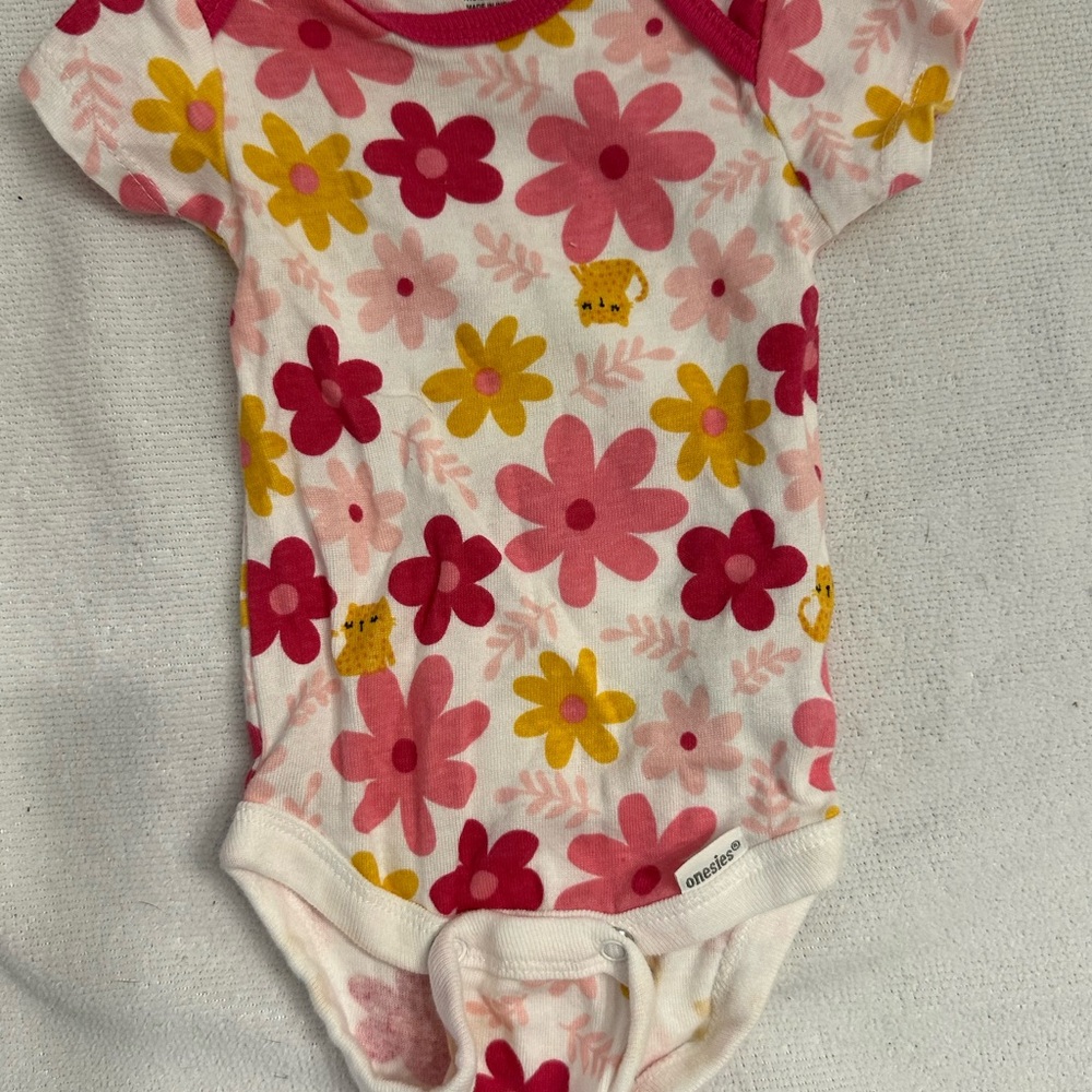 Pink and Yellow Floral Bodysuit One Piece